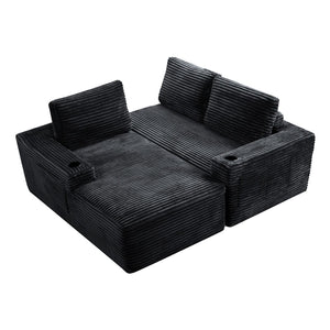 English Elm D-097 Corduroy Left Chaise Sectional with Pocket Spring Support for Living Rooms W5515P444515