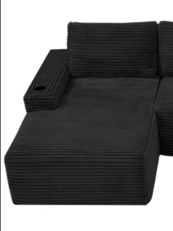 English Elm D-097 Corduroy Left Chaise Sectional with Pocket Spring Support for Living Rooms W5515P444515