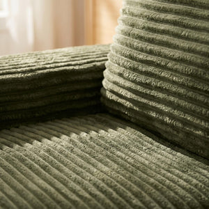 English Elm Green Corduroy Chaise Lounge with Cup Holder Compact Modern Sofa for Any Room Green - A W5515P444585