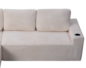 English Elm D-097 Corduroy Two Seat Loveseat with Pocket Spring Support for Cozy Living Rooms Left-Facing W5515P444693