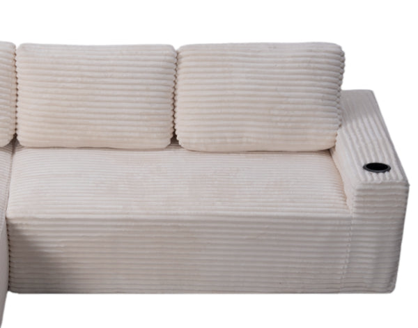 English Elm D-097 Corduroy Two Seat Loveseat with Pocket Spring Support for Cozy Living Rooms Left-Facing W5515P444693