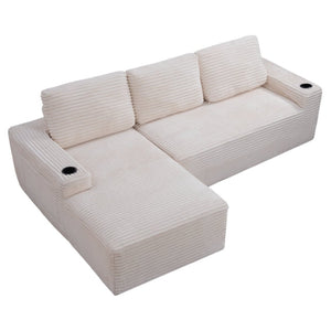English Elm D-097 Corduroy Two Seat Loveseat with Pocket Spring Support for Cozy Living Rooms Left-Facing W5515P444693