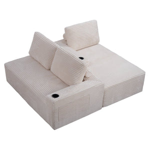 English Elm D-097 Corduroy Two Seat Loveseat with Pocket Spring Support for Cozy Living Rooms Left-Facing W5515P444693