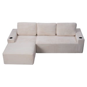 English Elm D-097 Corduroy Two Seat Loveseat with Pocket Spring Support for Cozy Living Rooms Left-Facing W5515P444693