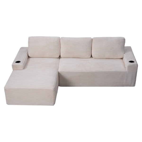 English Elm D-097 Corduroy Two Seat Loveseat with Pocket Spring Support for Cozy Living Rooms Left-Facing W5515P444693