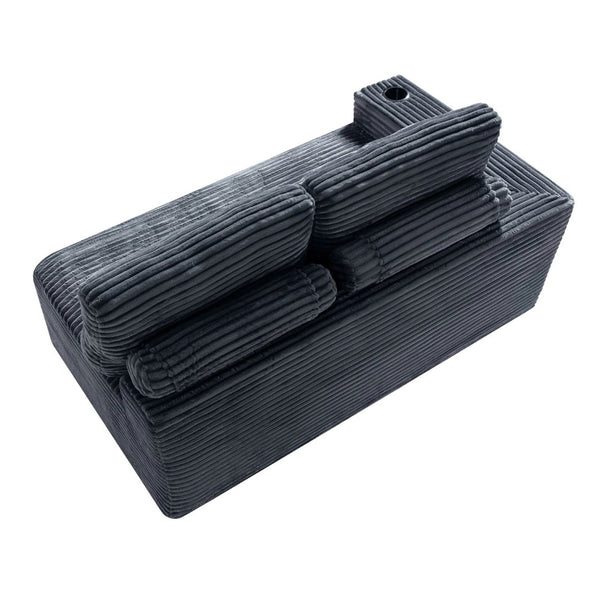 English Elm 2 Seater Floor Sofa Plush Ribbed Corduroy Low Profile with Cup Holder for Living Room Gray - B W5515P444699
