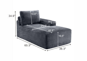 English Elm Gray Corduroy Chaise Lounge with Cup Holder Streamlined Modern Comfort for Any Room W5515P444700