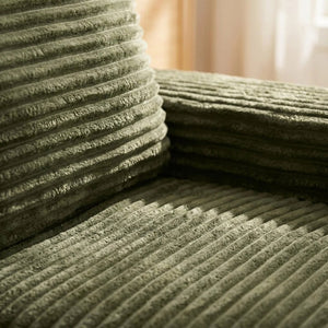 English Elm Green Corduroy Chaise Lounge with Cup Holder Compact Modern Sofa for Any Room Green - B W5515P444702