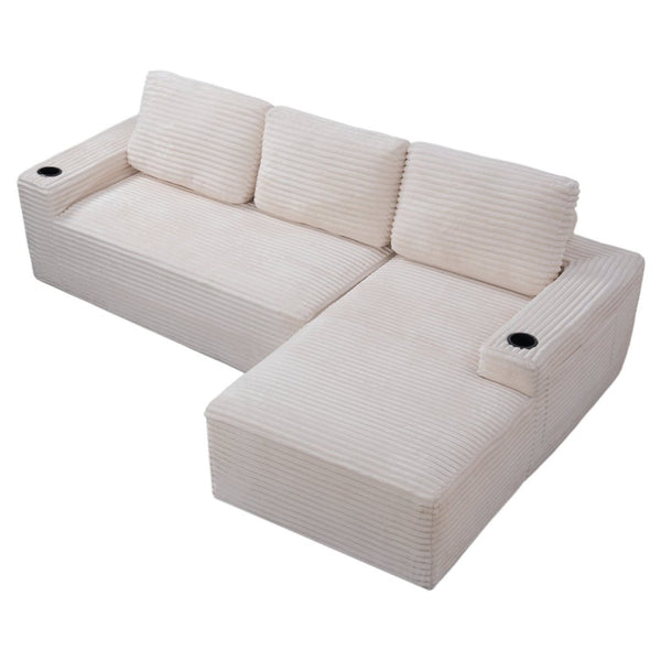 English Elm D-097 Corduroy Two Seat Loveseat with Pocket Spring Support for Cozy Living Rooms Right-Facing W5515P444703