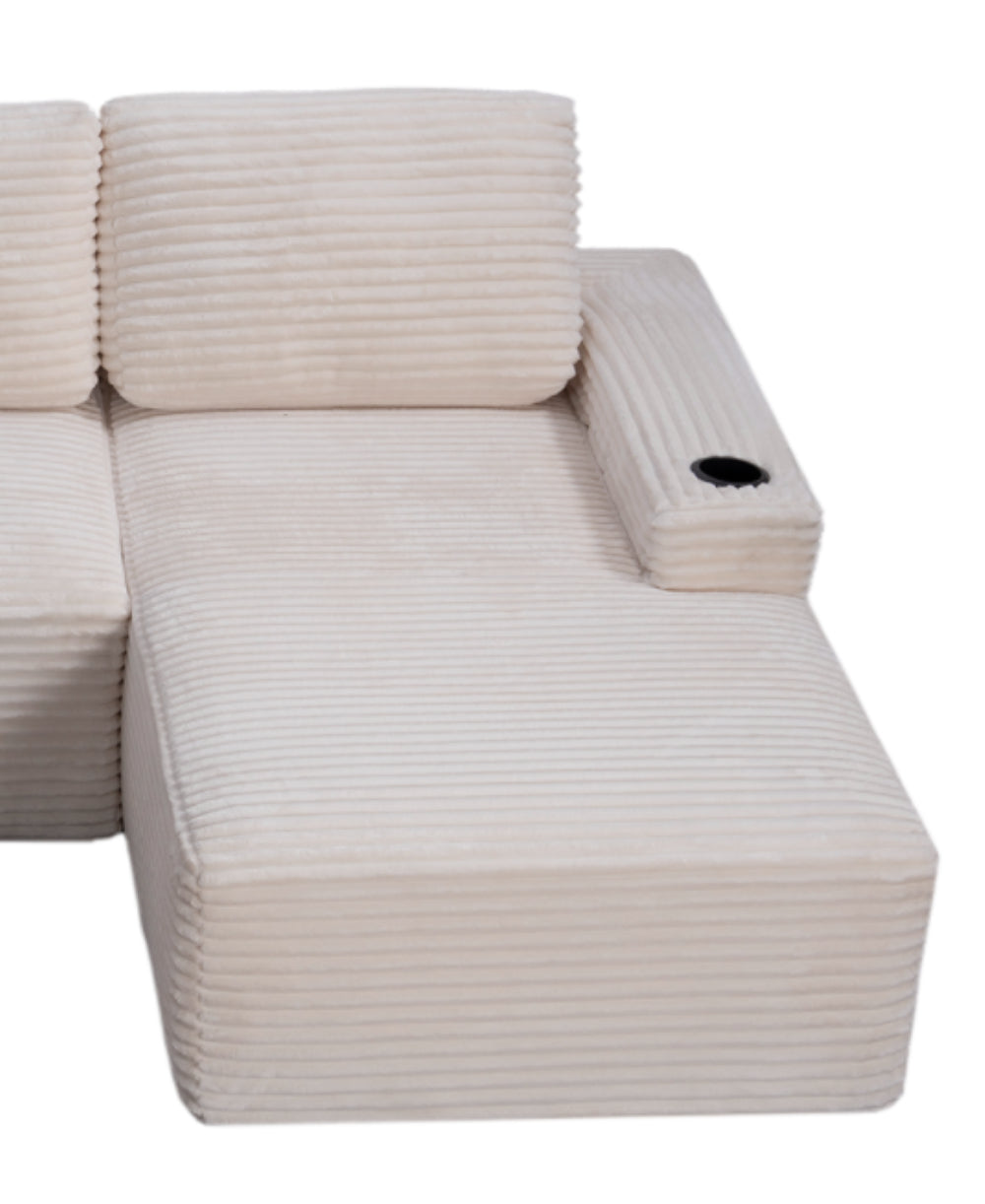 English Elm D-097 Corduroy Sectional Sofa with Reversible Chaise Plush Sink-In Living Room Seating W5515P444704