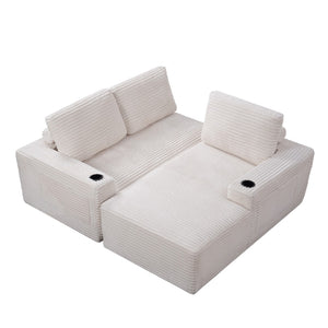 English Elm D-097 Corduroy Sectional Sofa with Reversible Chaise Plush Sink-In Living Room Seating W5515P444704