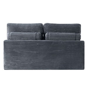 English Elm Corduroy Armless Floor Loveseat Legless 2 Seat Sofa for Studio Apartment Living Gray W5515P444706
