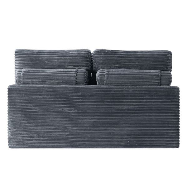 English Elm Corduroy Armless Floor Loveseat Legless 2 Seat Sofa for Studio Apartment Living Gray W5515P444706