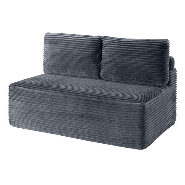 English Elm Corduroy Armless Floor Loveseat Legless 2 Seat Sofa for Studio Apartment Living Gray W5515P444706