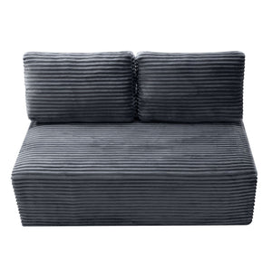 English Elm Corduroy Armless Floor Loveseat Legless 2 Seat Sofa for Studio Apartment Living Gray W5515P444706
