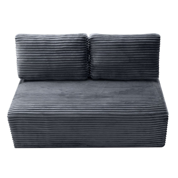 English Elm Corduroy Armless Floor Loveseat Legless 2 Seat Sofa for Studio Apartment Living Gray W5515P444706