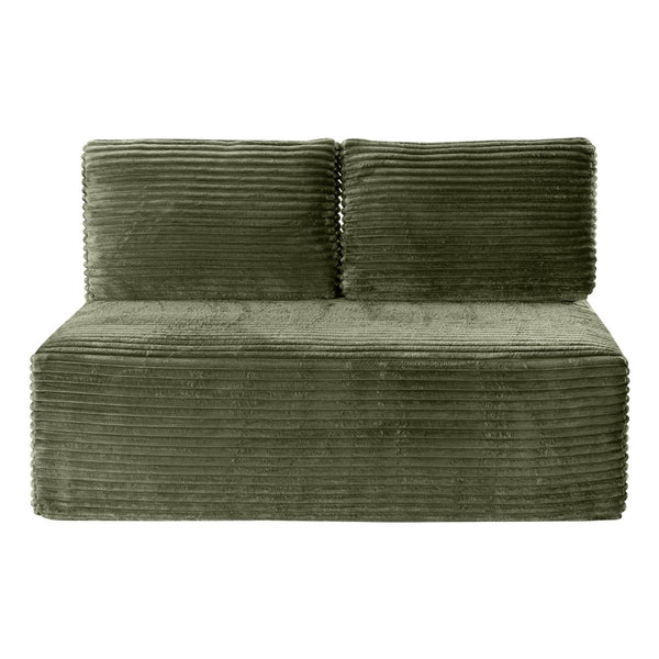 English Elm Corduroy Armless Floor Loveseat Legless 2 Seat Sofa for Studio Apartment Living Green W5515P444707