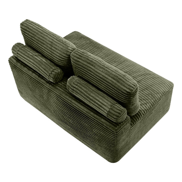English Elm Corduroy Armless Floor Loveseat Legless 2 Seat Sofa for Studio Apartment Living Green W5515P444707