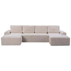 English Elm D-097 Corduroy Sectional Sofa with Pocket Spring Support for Cozy Living Rooms W5515P444708