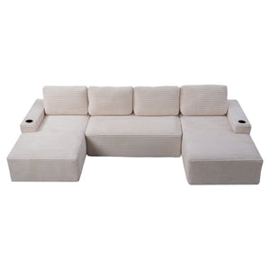 English Elm D-097 Corduroy Sectional Sofa with Pocket Spring Support for Cozy Living Rooms W5515P444708