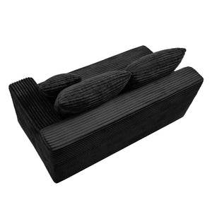 English Elm Black Corduroy Floor Level Armless Two Seat Sofa for Modular Living Spaces Loveseat W5515P479915