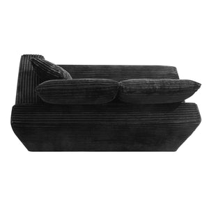 English Elm Black Corduroy Floor Level Armless Two Seat Sofa for Modular Living Spaces Loveseat W5515P479915