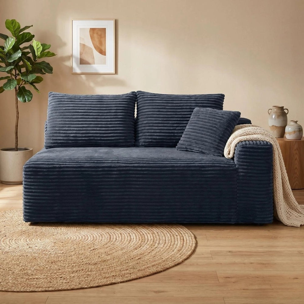 English Elm Gray Corduroy Floor Level Modular Sofa Armless Low Profile Japandi Lounge Seat W5515P479917