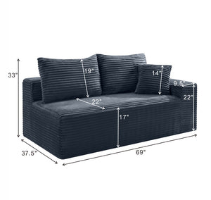 English Elm Gray Corduroy Floor Level Modular Sofa Armless Low Profile Japandi Lounge Seat W5515P479917