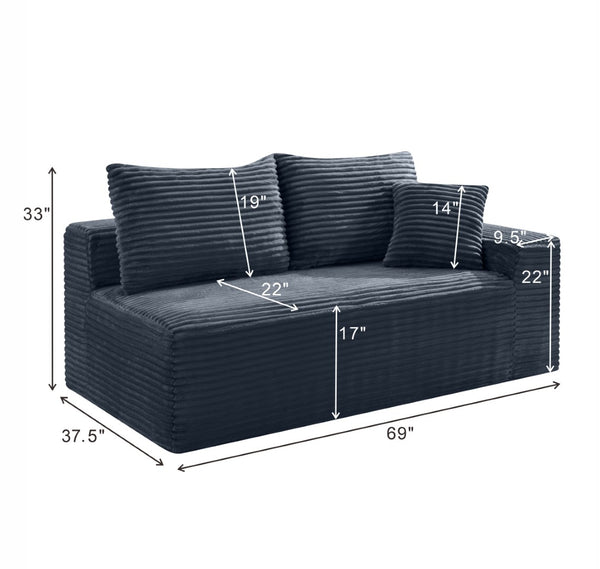 English Elm Gray Corduroy Floor Level Modular Sofa Armless Low Profile Japandi Lounge Seat W5515P479917