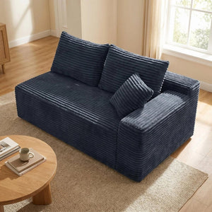 English Elm Gray Corduroy Floor Level Modular Sofa Armless Low Profile Japandi Lounge Seat W5515P479917