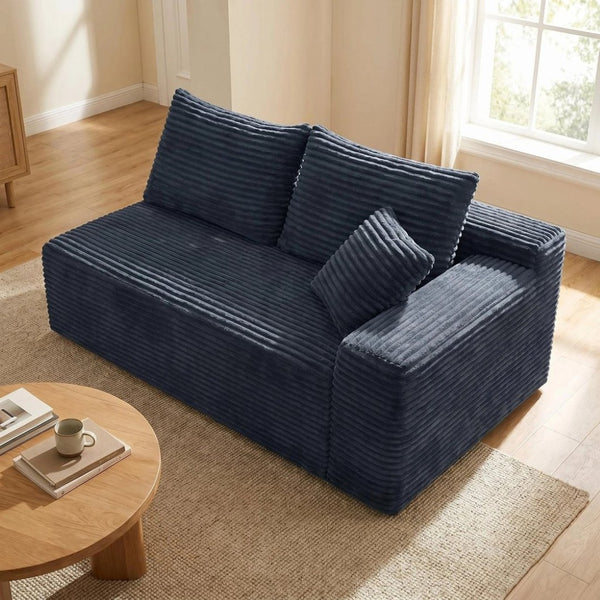 English Elm Gray Corduroy Floor Level Modular Sofa Armless Low Profile Japandi Lounge Seat W5515P479917