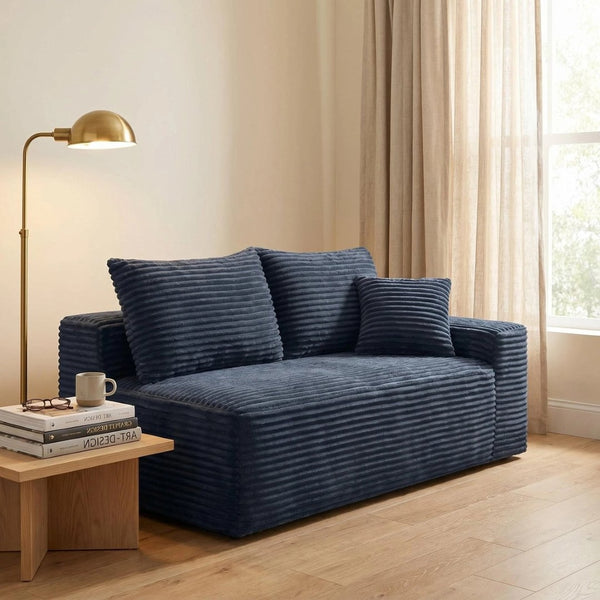 English Elm Gray Corduroy Floor Level Modular Sofa Armless Low Profile Japandi Lounge Seat W5515P479917