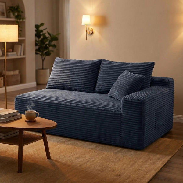 English Elm Gray Corduroy Floor Level Modular Sofa Armless Low Profile Japandi Lounge Seat W5515P479917