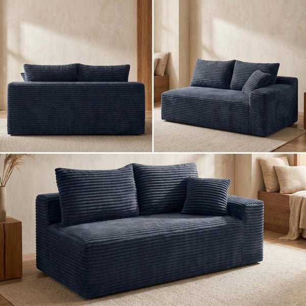 English Elm Gray Corduroy Floor Level Modular Sofa Armless Low Profile Japandi Lounge Seat W5515P479917