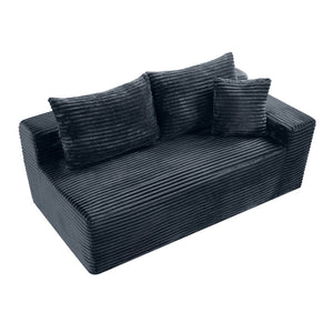 English Elm Gray Corduroy Floor Level Modular Sofa Armless Low Profile Japandi Lounge Seat W5515P479917