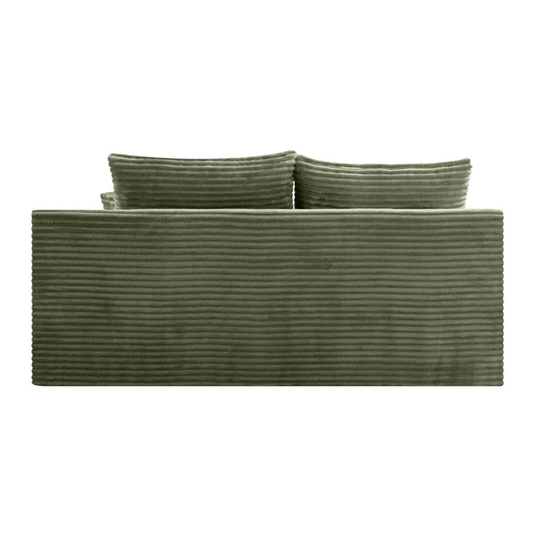 English Elm Green Corduroy Armless Floor Loveseat Low Profile Two Seat Sofa for Modern Studios W5515P479919