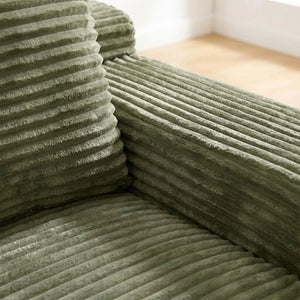 English Elm Green Corduroy Armless Floor Loveseat Low Profile Two Seat Sofa for Modern Studios W5515P479919