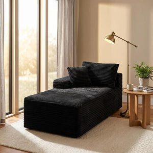 English Elm Black Corduroy Armless Floor Sofa Modular Accent Chair for Theater or Dorm W5515P479921