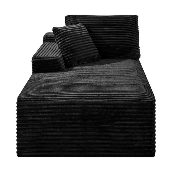 English Elm Black Corduroy Armless Floor Sofa Modular Accent Chair for Theater or Dorm W5515P479921