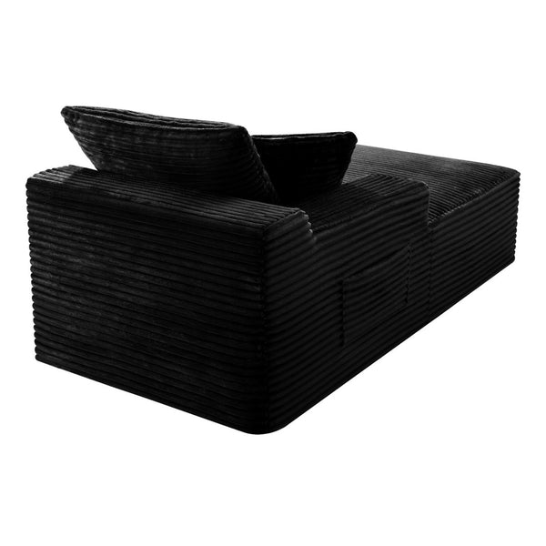 English Elm Black Corduroy Armless Floor Sofa Modular Accent Chair for Theater or Dorm W5515P479921