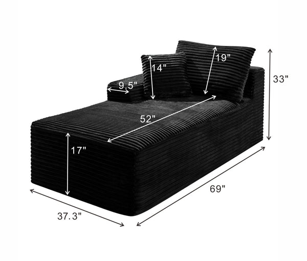 English Elm Black Corduroy Armless Floor Sofa Modular Accent Chair for Theater or Dorm W5515P479921
