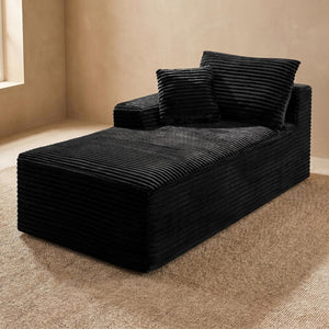 English Elm Black Corduroy Armless Floor Sofa Modular Accent Chair for Theater or Dorm W5515P479921