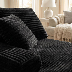 English Elm Black Corduroy Armless Floor Sofa Modular Accent Chair for Theater or Dorm W5515P479921