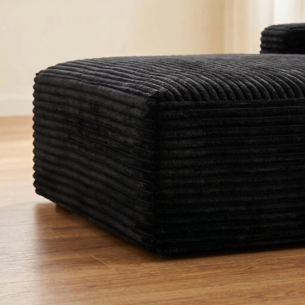 English Elm Black Corduroy Armless Floor Sofa Modular Accent Chair for Theater or Dorm W5515P479921
