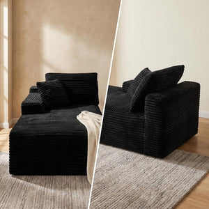 English Elm Black Corduroy Armless Floor Sofa Modular Accent Chair for Theater or Dorm W5515P479921