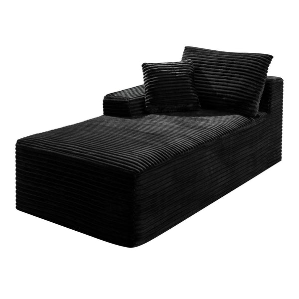 English Elm Black Corduroy Armless Floor Sofa Modular Accent Chair for Theater or Dorm W5515P479921