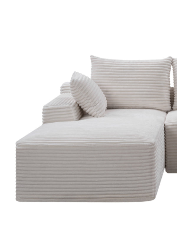 English Elm D-176 Jumbo Corduroy Sectional Chaise Sofa for Minimalist Bohemian Living Rooms Left Chaise W5515P479922