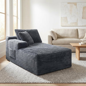 English Elm Gray Corduroy Low Profile Armless Accent Chair for Lounging in Any Modern Space W5515P479923