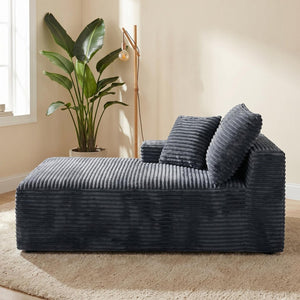 English Elm Gray Corduroy Low Profile Armless Accent Chair for Lounging in Any Modern Space W5515P479923
