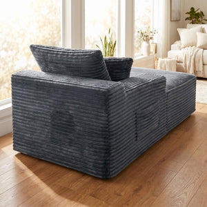 English Elm Gray Corduroy Low Profile Armless Accent Chair for Lounging in Any Modern Space W5515P479923